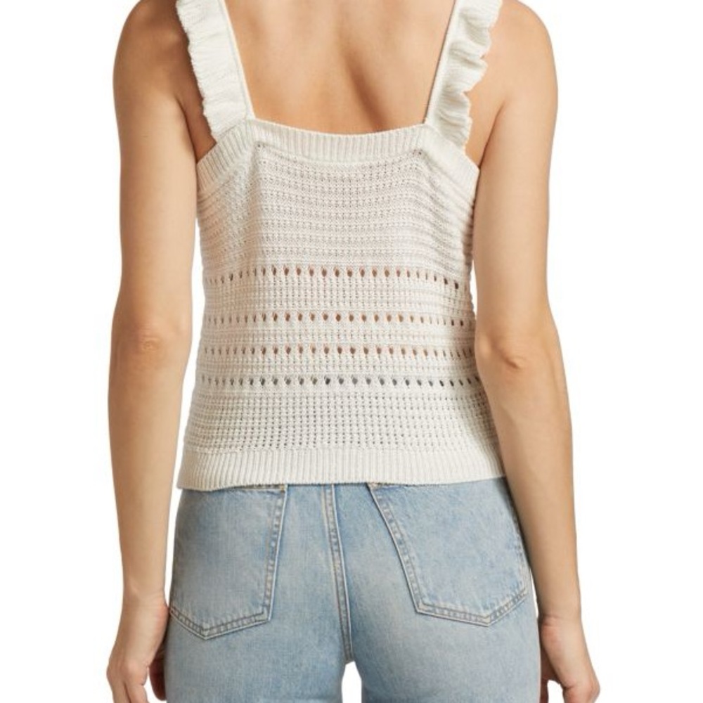 7 For All Mankind Cream Ruffled Tank Top - Picture 3 of 14